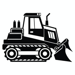 Heavy Duty Bulldozer Illustration A Powerful Construction Vehicle Ready to Tackle Tough Jobs with its Strong Blade and Tracks