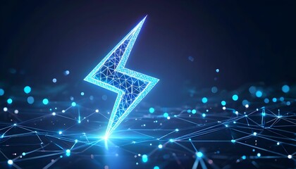 Abstract lightning bolt graphic, digital network, futuristic design.