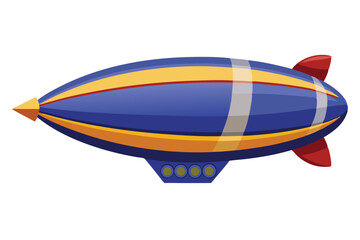 Whimsical Airship Adventure Cartoon Illustration with Blue and Yellow Design Elements for Children's Storybooks and Creative Projects