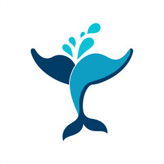 Whale tail with water splash vector illustration on transparent background for web and graphic design
