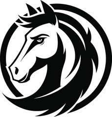 A collection of dynamically stylized horse head illustrations, showcasing the animal's power and grace with a focus on its expressive features.