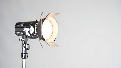 Studio spotlight with barn doors isolated on a transparent background