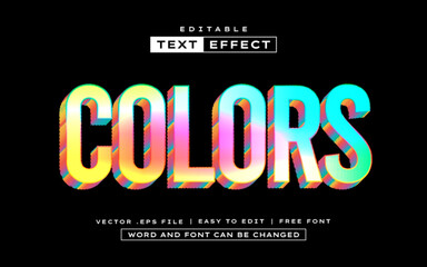 Colors 3D editable text effect in colorful style