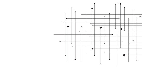 Abstract line or strokes with dots, dotted line, node point, digital background vector design concept. Abstract lines in grey and white tone of many squares and rectangle shapes on white background. 