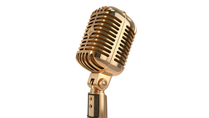 Vintage golden microphone isolated on black background professional audio equipment for recording music 100 isolated on transparent background