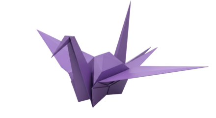 Isolated Purple Origami Crane