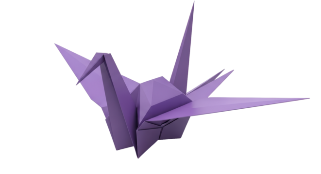 Isolated Purple Origami Crane