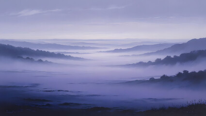 Fototapeta premium Purple Haze Misty Mountain Valley