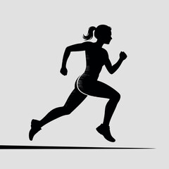 Silhouette of a Woman Runner Dynamic Fitness Illustration