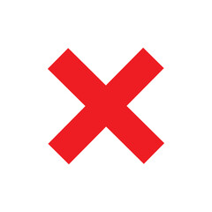 Red x mark silhouette icon vector flat design.