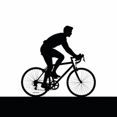 Obraz premium Silhouette of a Cyclist Riding a Road Bike A Black and White Vector Illustration