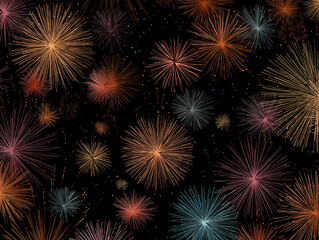 Naklejka premium Stylized firework patterns on black background (vector)