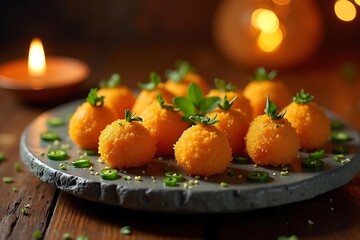 Round Sweet Laddus with Mint