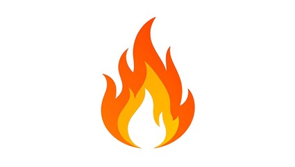 Illustration of a stylized flame with orange and yellow colors on a white background image