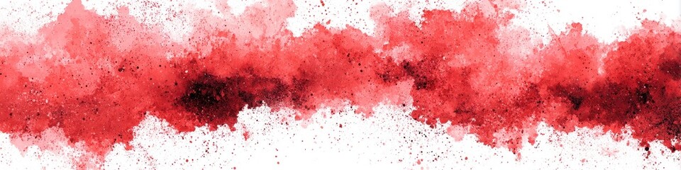 Fototapeta premium Abstract red watercolor wash, textured, splattered, and blotchy, with varying shades of red and hints of dark accents on a white background