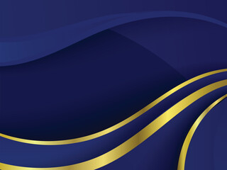 Dark blue and gold luxury line overlap layered abstract background, with lighting effect and sparkle with copy space for text