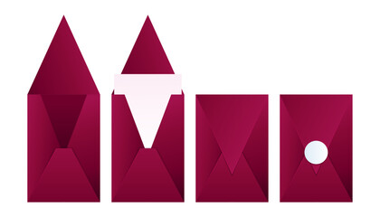 Vertical Beak Fold Envelope Mockup in Red for Invitation Stationery