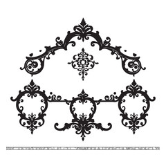 Naklejka premium Elegant black and white baroque style design elements set for decoration