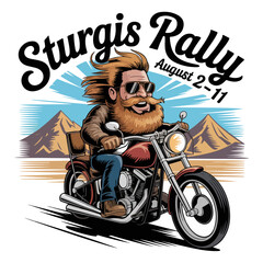 Cartoon Biker with Long Beard &ndash; Sturgis Rally
