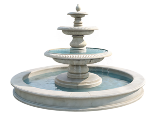   a three tier fountain with water isolated on white background PNG, AI GENERATED