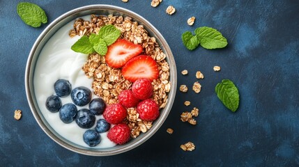 Yogurt parfait with granola and berries (1)