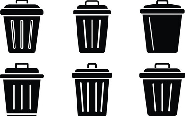 Vector trash bin icon with a clean, isolated symbol for waste and recycling