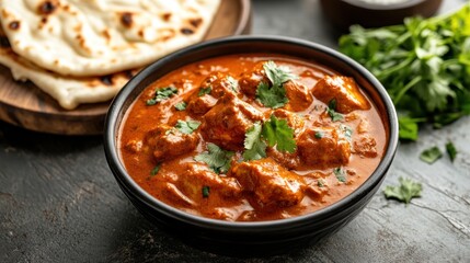Spicy chicken curry with naan