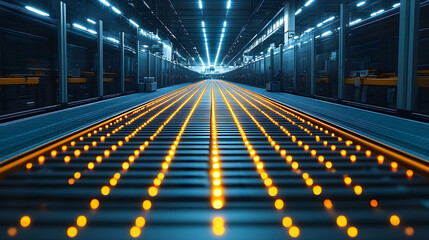 Illuminated Conveyor System in Modern Factory