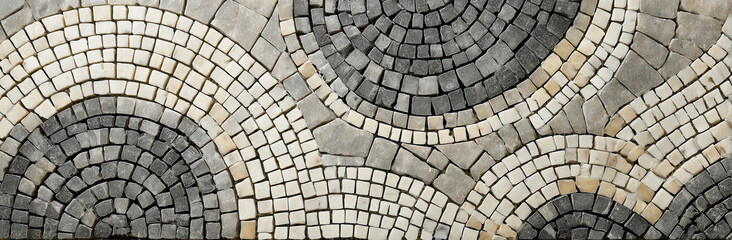 Elegant gray and beige mosaic design featuring circular wave patterns for stunning interior aesthetics