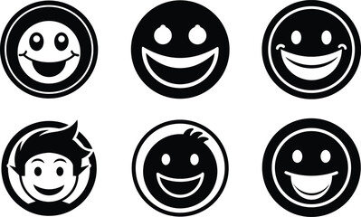 A collection of funny cartoon face icons, a set of comical vector illustrations expressing various emotions like happiness, sadness, and anger