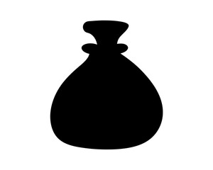 Silhouette of a vintage sack or a stylized bag on a white background