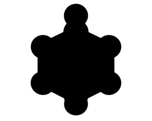 A black silhouette of the Metatron's Cube geometric symbol on white