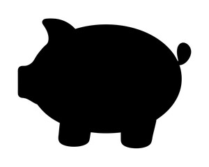 Simple Black Piggy Bank Silhouette Illustration for Financial Planning and Savings