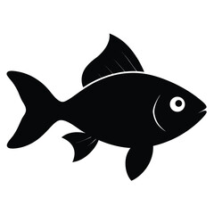 Simple black fish silhouette icon. Isolated vector graphic of an aquatic animal, perfect for logos, pictograms, and web design.