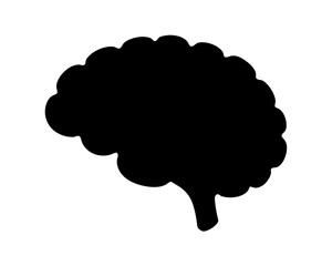 Brain Silhouette Representing Intelligence, Thought, and Cognitive Processes in Black and White