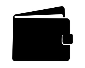 Black and White Wallet Icon Illustration for Finance and Transactions