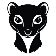 Cute and sleek black weasel head silhouette illustration for wildlife branding, forest creature icons, minimalist tattoos, and unique animal logo designs