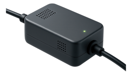 Miniature power supply block designed to fit behind cabinets in a kitchen, ensuring LED strips emit consistent light.