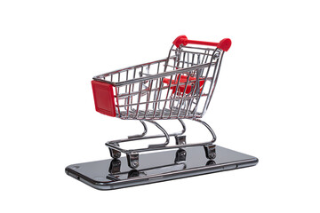 Mini shopping cart on a smartphone screen.