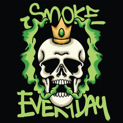 skull with green smoke for streetwear illustration