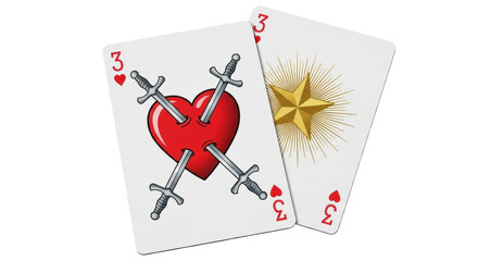 Isolated two playing cards with heart and star