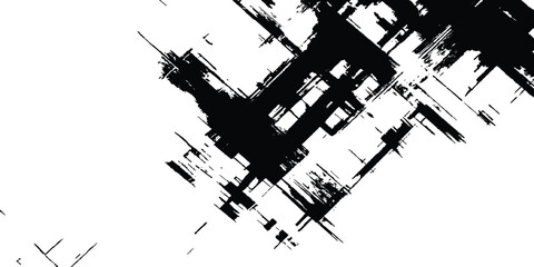 Abstract grunge texture background design. Black and white paintbrush strokes white transparent background. scratches for wallpaper, paint splatter template, dirt banner, watercolor design.