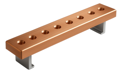 Low-profile grounding busbar for discreet installation in visible areas of a home.