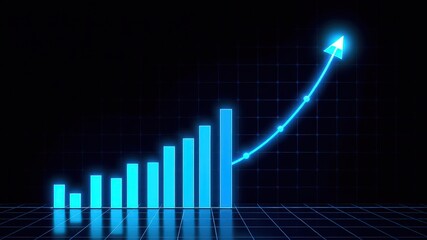 Digital Graph Illustration Showing Growth and Progress in Blue Color