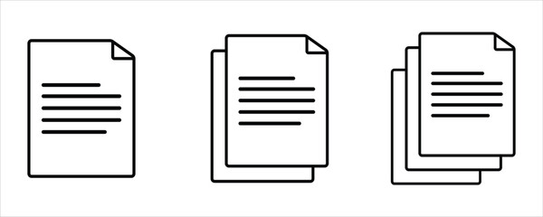 Document File Icons Vector – Single and Overlapping Page Illustrations for Office, App, and Web Interface Design
