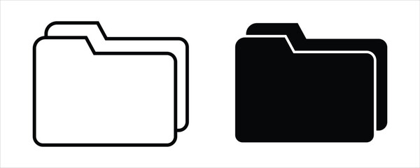 File Folder Icons Vector – Outline and Solid Style Illustrations for UI, App, and Office Organization Design