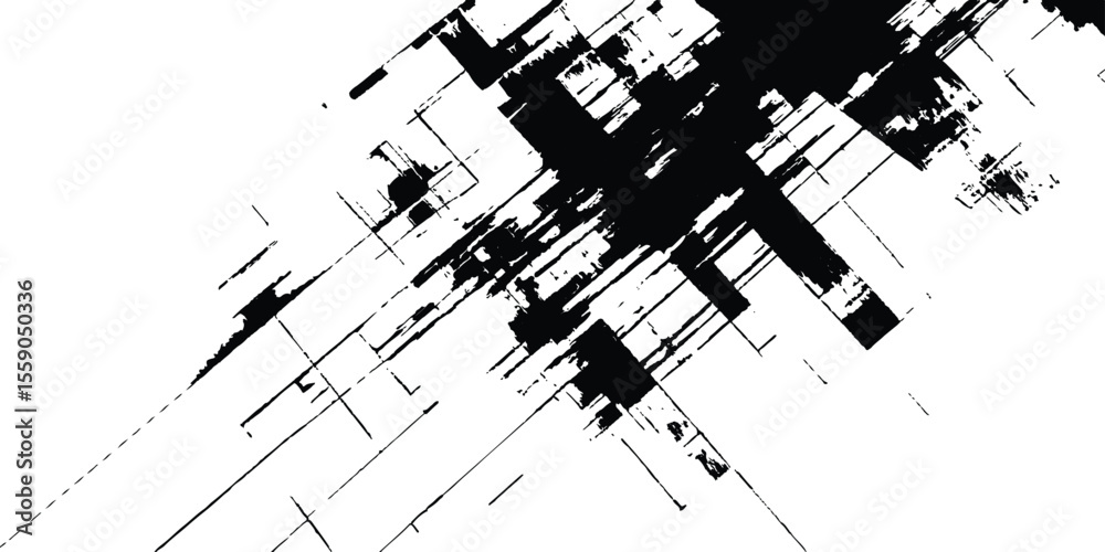 Poster abstract grunge texture. dynamic black paint strokes on a white background. modern art projects, and