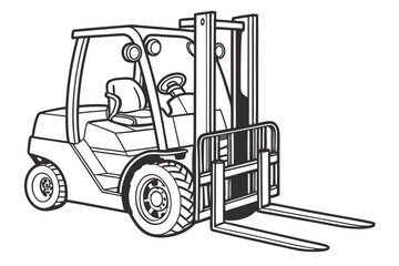 Monochromatic Forklift Truck Illustration Heavy Industrial Vehicle Equipment Material Handling Warehouse Operations Machinery Transport Loading Unloading