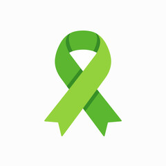 Green awareness ribbon symbol.  Green ribbon represents environmental protection and eco-consciousness.