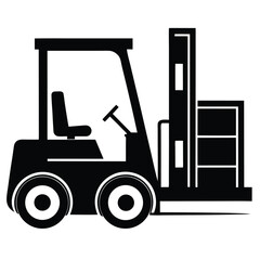 A Silhouette of a Forklift in Action Transporting Goods, Indicating Industrial Efficiency and Supply Chain Management, With Clear Symbolism and Design